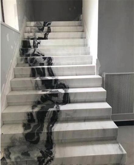 panda white marble tile stairs