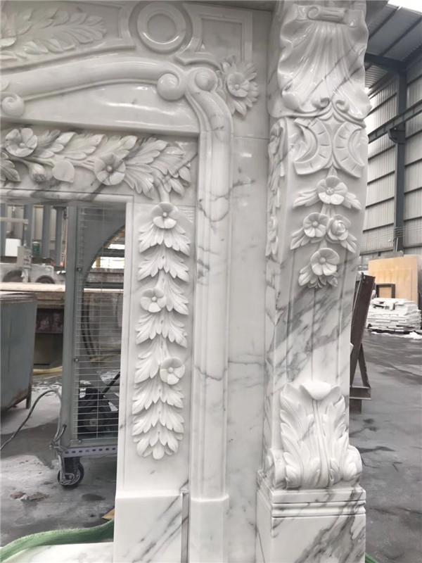 Luxurious Calacatta marble fireplace for wall decoration.JPG