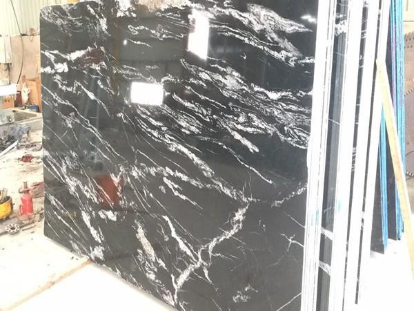 black and white granite polished