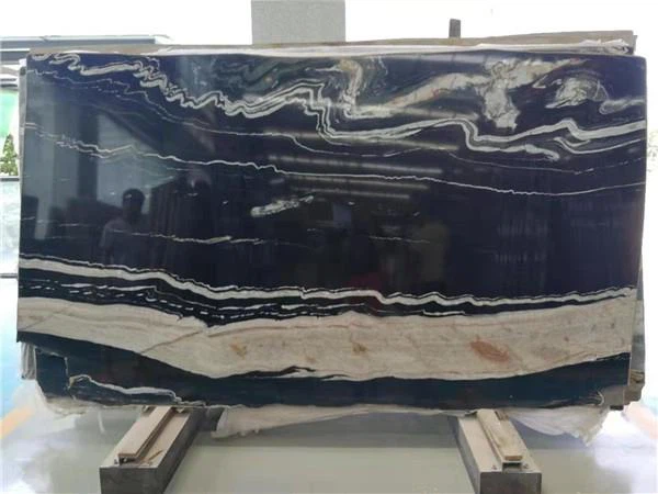 black and white quartzite slab