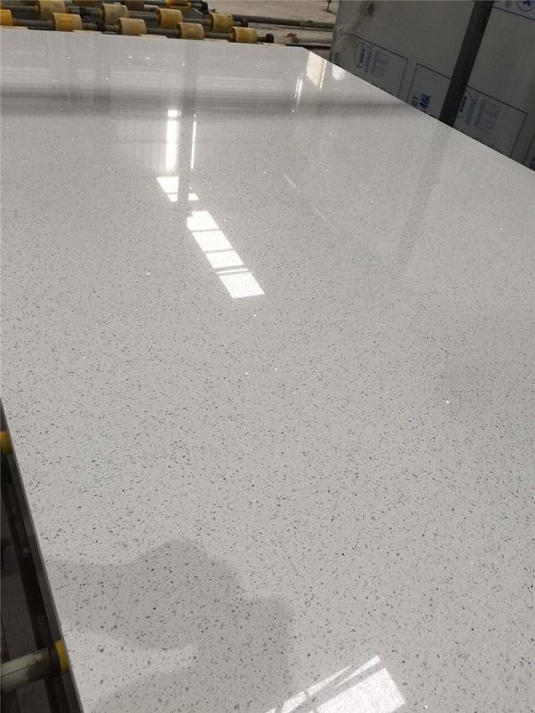 white glitter quartz polished
