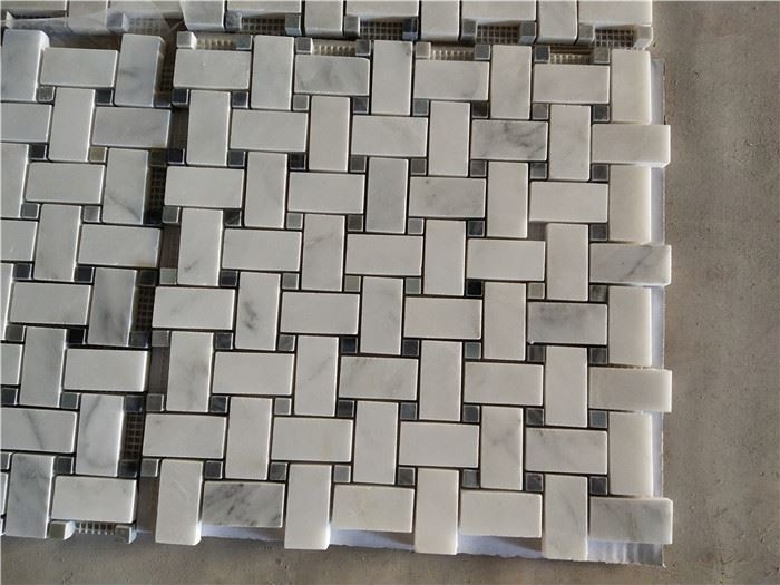 oriental white marble basketweave mosaic for floor