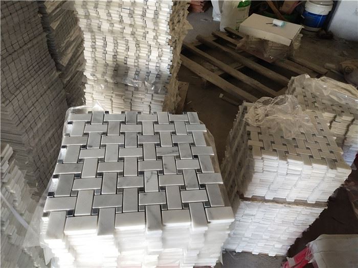 oriental white marble basketweave mosaic polished mosaic