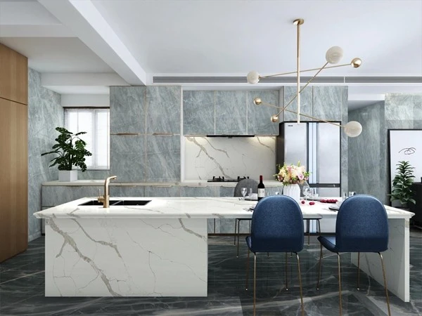 Calacatta Laza Gold Quartz island