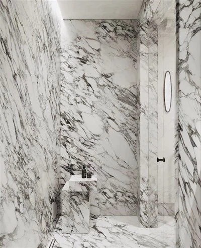 Baño de Mármol Arabescato