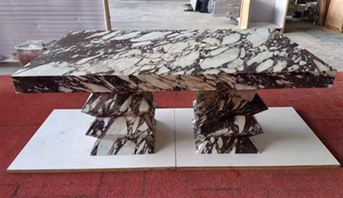 Set de mesa de mármol de Calacatta Viola