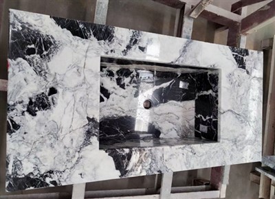 Lavabo de encimera de mármol