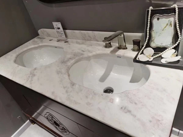 White and Pink Marble Vanity Tops